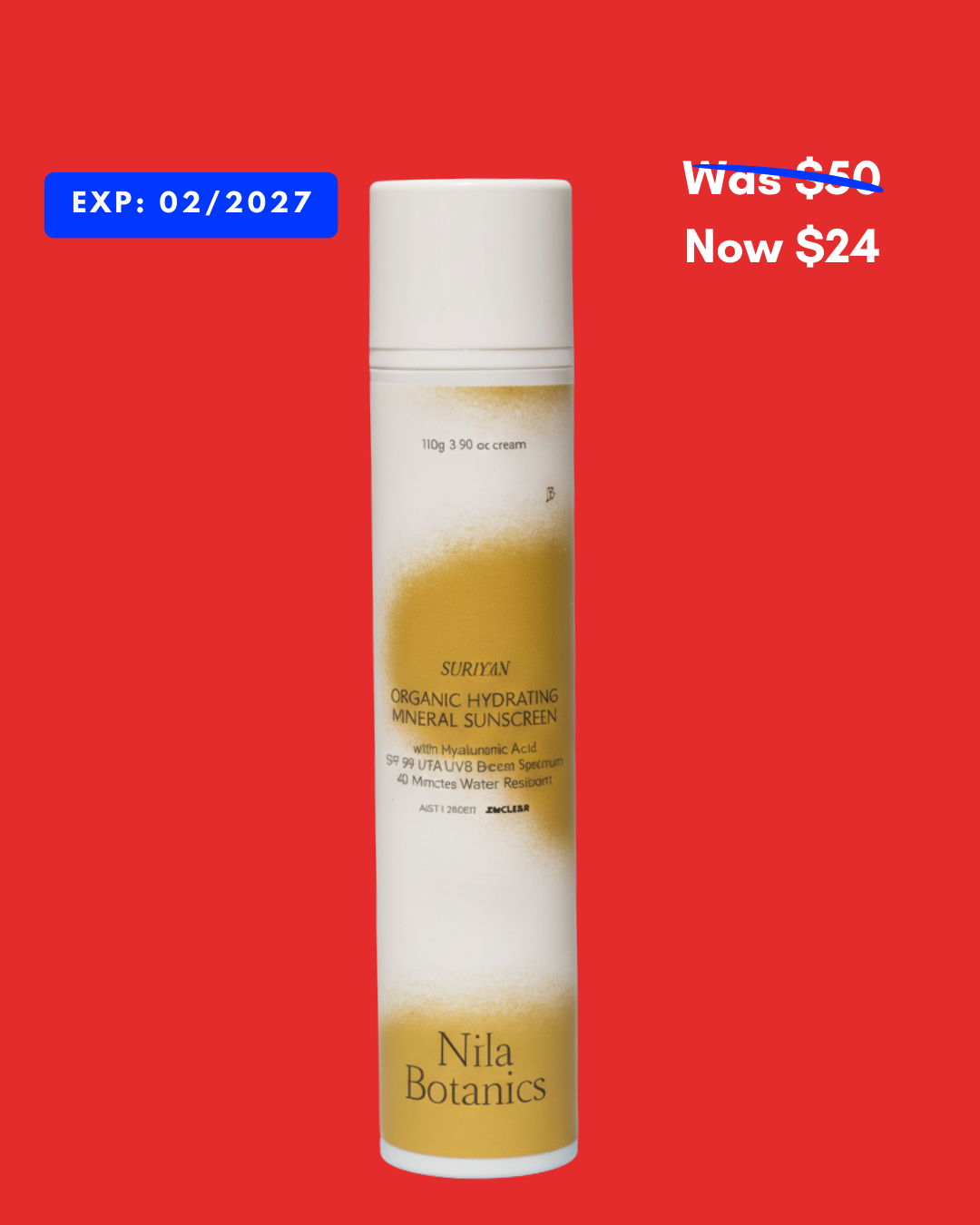 Suriyan Organic Hydrating Mineral Sunscreen SPF50 - 110ml