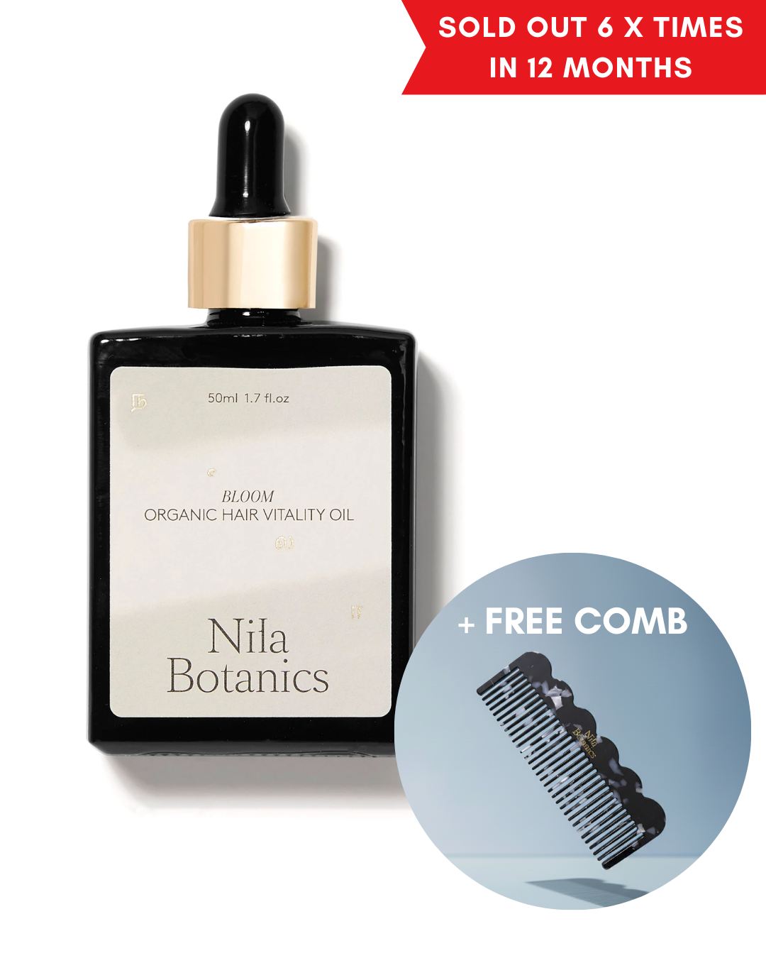 Bloom Hair Vitality Oil - 50ml + FREE Acetate Comb
